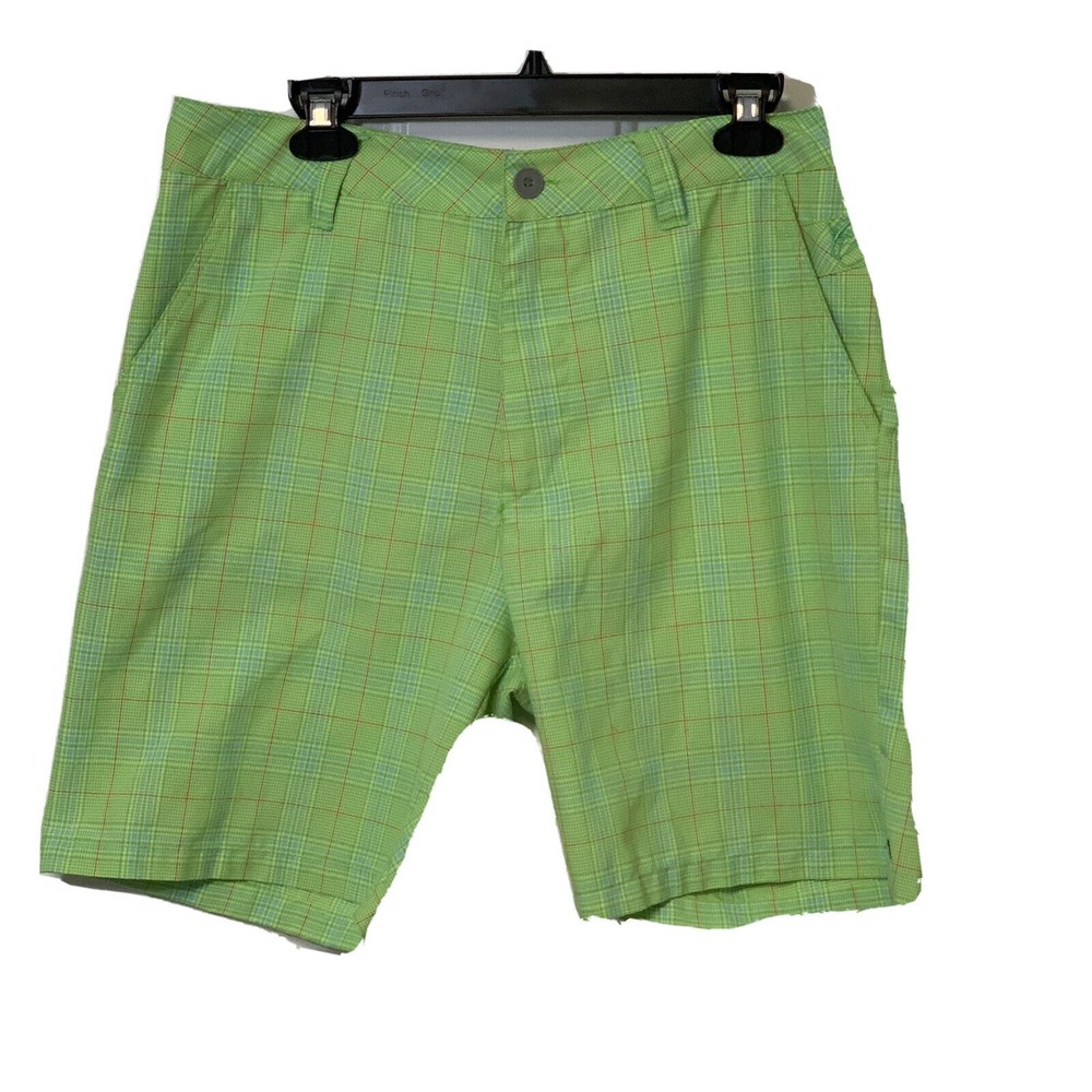 Quicksilver Men's Green Plaid Bermuda Shorts Size 32